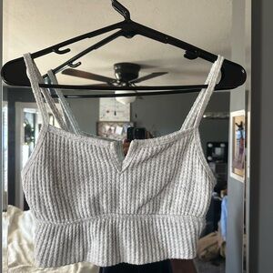 Gilly Hicks Light Gray Ribbed Crop Top